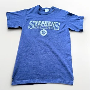 VTG 90s Stephens College T Shirt Sz M Navy Blue USA Made Short Sleeve Gear Sport - Picture 1 of 9
