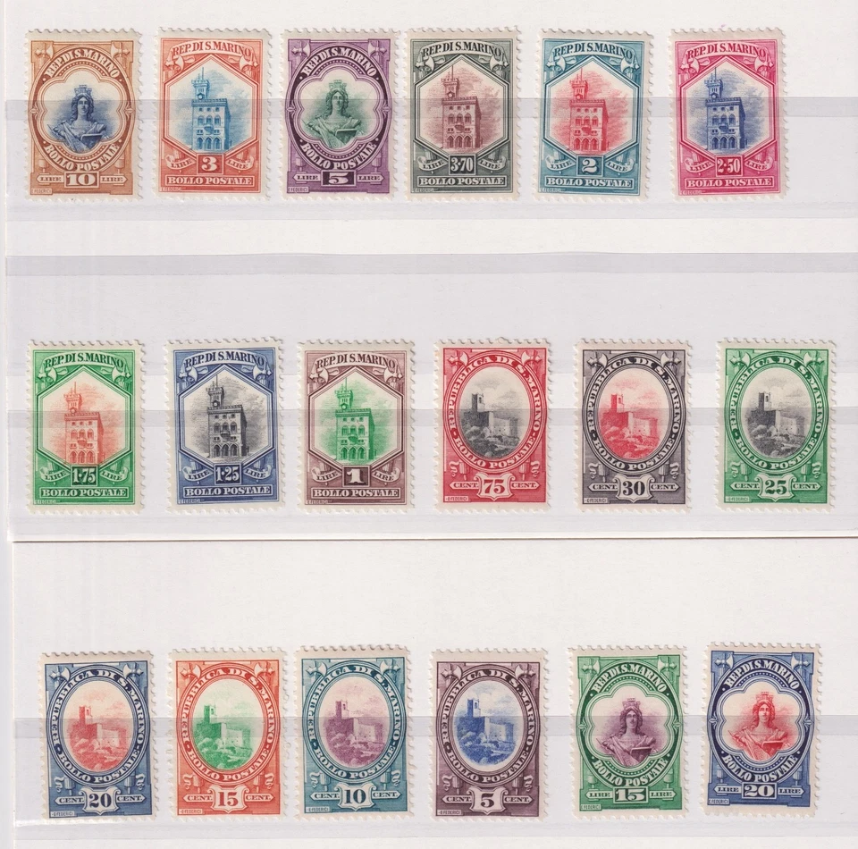 REP. OF SAN MARINO 1929 18 VALUES MNH CERTIFIED DIENA - image 1 of 3