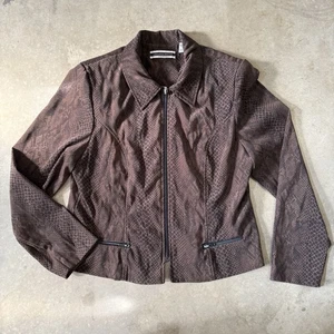 Vintage Amanda Smith 16 Damen braun Schlangenleder Reißverschluss Jacke Blazer Biker Motorrad - Bild 1 von 10