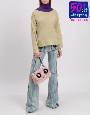 RRP €330 ALPHA STUDIO Cashmere Angora & Wool Jumper IT44 US8 L Boat Neck  - Image 1 of 4