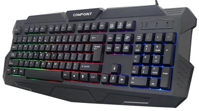 COMPOINT - Papan Kekunci USB Backlit Berwayar, Hitam - Image 1 of 2