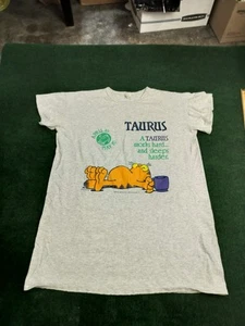 Camicia da notte vintage anni 70 Garfield Taurus Jim Davis taglia unica Horiscope Flirt - Foto 1 di 6