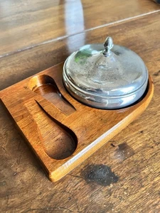 DUNHILL. LONDON DUAL PIPE  HOLDER  WOOD With PREISNER  PEWTER TOBACCO JAR ESTATE - Picture 1 of 10