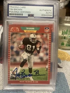 TIM BROWN SIGNED 1989 PRO SET ROOKIE CARD PSA SLABBED RAIDERS HOF - Picture 1 of 1