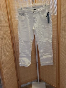 Apt. 9 moderne Capri mit Bündchen Damengröße 10 weiß Denim-Design auf Taschen Stretch - Bild 1 von 11