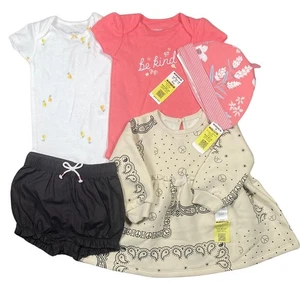 Girls 5pc Lot Size 6M NWT Carters Bodysuits Hat Shorts Little Co Dress - Picture 1 of 2