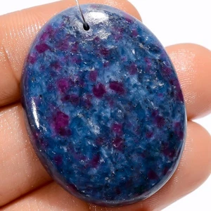 Natural Ruby Kyanite Oval Cabochon Drilled Loose Gemstone 70 Ct 35X27X6mm A27464 - Picture 1 of 2
