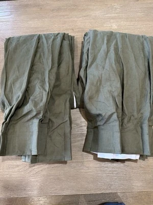 West Elm Pleated European Flax linen 2 panels  curtain 48x84 DARK OLIVE - Image 1 of 2