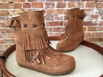 Bearpaw Krystal Marrón Gamuza Flecos Piel de Oveja Bota Jóvenes Niñas 5 36 NUEVO Foto 1 de 4