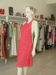 MINI VESTIDO TEMPERLEY LONDRES SEDA ESCALONADO HALTER FIESTA GRADUACIÓN CÓCTEL UK10 US6 - Imagen 1 de 12