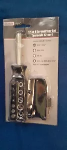 12-IN-1 SCREWDRIVER / NUT DRIVER / HARDWARE WRENCH SET w Bit Storage in Handle - Picture 1 of 2