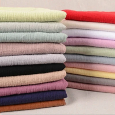 Crepe Cotton Fabric Crinkle Shirt Dress Pants Upholstery Pleated Drape 135*100cm - Image 1 of 4