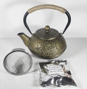 Charbrew Japanese Cast Iron Teapot Kettle Tetsubin L 1200ml W/ Filter Floral - Picture 1 of 19