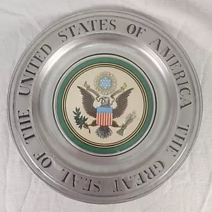 Plate Pewter The Great Seal Of The UNITED STATES OF AMERICA 11" Vintage 60's - Picture 1 of 5