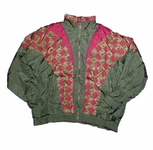 VTG 90s Jennifer Moore Activewear Fancy Print Zip Windbreaker Jacket Size Medium - Picture 1 of 8