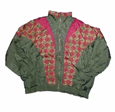 Винтажный 90-х Jennifer Moore Activewear карнавальный печать молнии ветровка куртка размер средний - Изображение 1 из 4