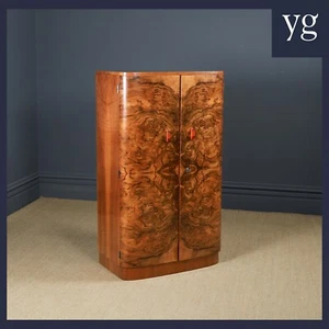 Armario pequeño antiguo inglés Art Deco de nogal de dos puertas Tallboy c. 1930 - Imagen 1 de 24