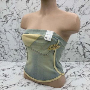 Denim vintage blanqueado sin tirantes Azzure para mujer nuevo con etiquetas - Imagen 1 de 8