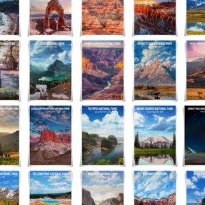 American National Park Reiseposter Illustration Drucke A3 Tuch Dekor - Bild 1 von 23