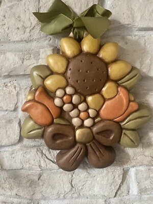 Thun Formella GRANDE, Girasole E Tulipani Con Fiocco. Placca Da Collezione. - Immagine 1 di 4