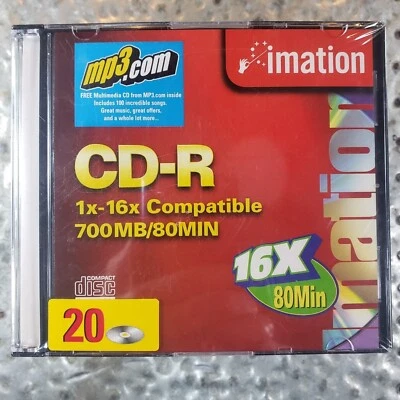 Imation CD-R 20 Pack 700 mb / 80 minutes with Slim Cases Brand New Sealed  - Image 1 of 4
