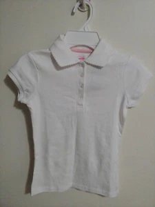 Nautica Girl's Short-Sleeve Knit Polo With Picot Collar, Size S(7) White, NWT - Picture 1 of 3