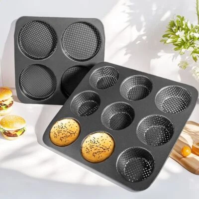 Hamburger Bun Pan, 4/9/12 Hole Carbon Steel Hamburger Bread Mold,Baking Tool AU - image 1 of 4