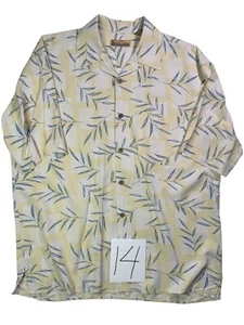 Bobby Chan Hawaiian Shirt Mens Large Cream Yellow Tropical Silk Camp Collar - Picture 1 of 4