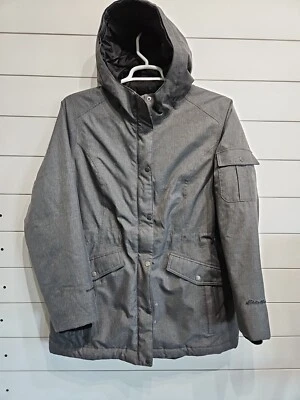 Eddie Bauer Womens Goose Down Gray Puffer Trench Jacket Coat XL Hooded Puffy - Image 1 of 4