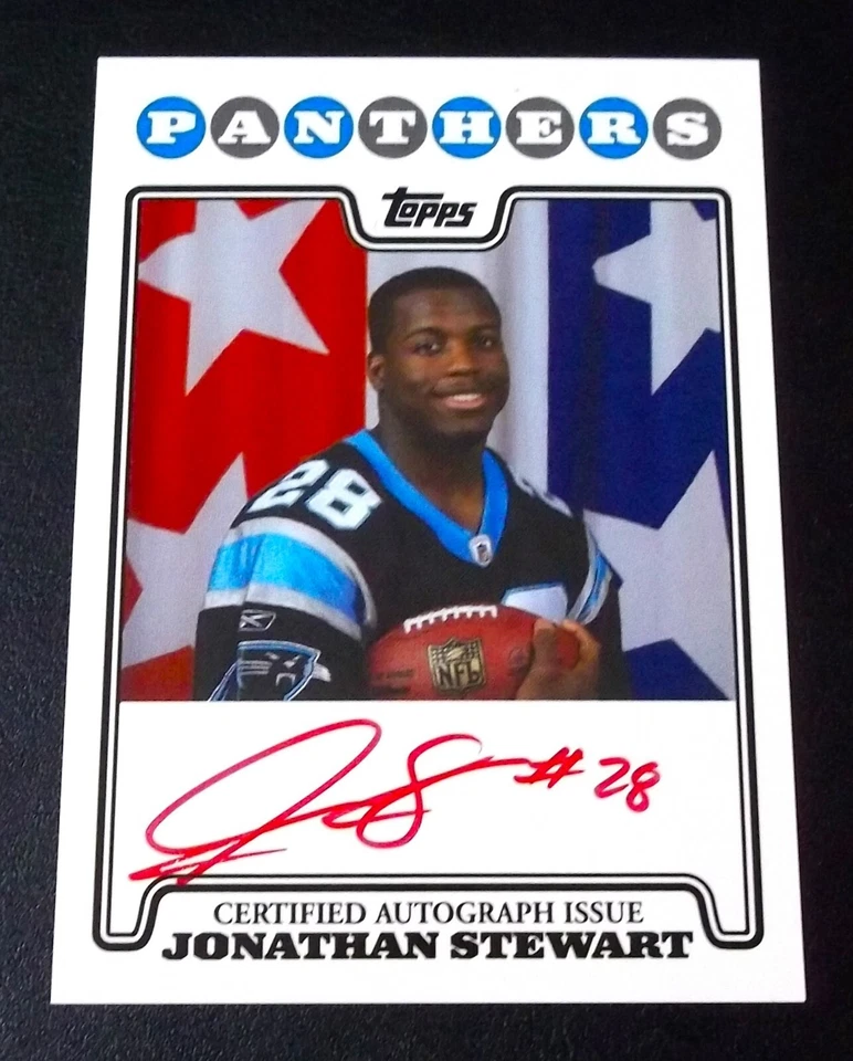 Rc SP RED Jonathan Stewart Auto 2008 Topps Rookie Premiere JS Signed Autograph - Image 1 of 3