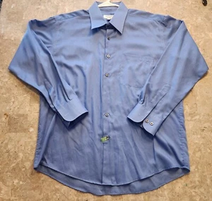 YSL Yves Saint Laurent Men's Large Blue Button Shirt 16.5 34-35 - Picture 1 of 6
