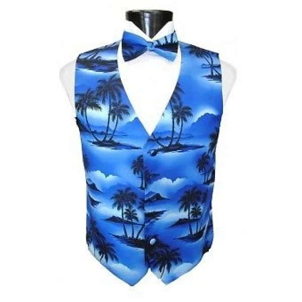 Tropical Royal Blue Tradewinds Tuxedo Vest and Bowtie - Image 1 of 1