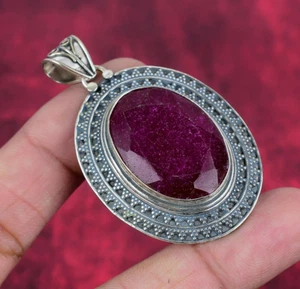 Ruby Gemstone Handmade 925 Sterling Silver Pendant Jewelry For Thanksgiving - Picture 1 of 5