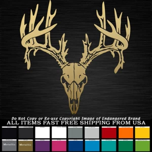 Antlers Skull Buck 2nd Design Horn Whitetail Mule Rifle Bow Hunt Sticker Decal - Picture 1 of 11