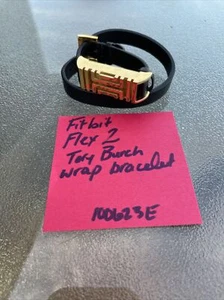 Tory Burch for Fitbit Black Leather Gold Tone Double Wrap Bracelet - Picture 1 of 5