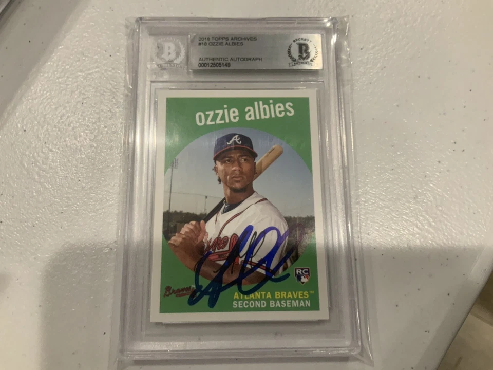 OZZIE ALBIES Signed Auto Autographed 2018 Topps Archives RC BAS Beckett - Image 1 of 2