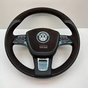 VW Touareg 7P 3-Speichen Lederlenkrad Alcantara Multifunktion Airbag 7P6419091AJ - Bild 1 von 17