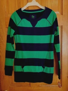 Womens Top SO Size Small Navy & Green Strip - Picture 1 of 3