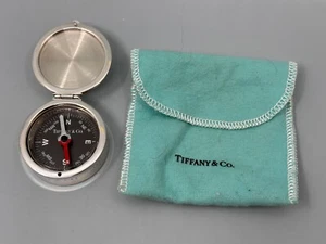 Bussola tascabile vintage Tiffany & Co. 1837 argento sterling pochette originale, Spagna - Foto 1 di 9