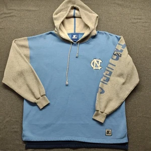 UNC Tarheels Vintage Starter Hoodie Mens L Embroidered Blue Spellout Sweatshirt  - Picture 1 of 14