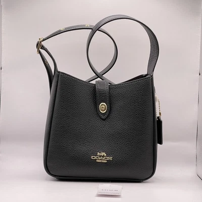 Coach Womens Hadley Mini Crossbody Bag Pebble Leather CAL60 Black - Image 1 of 4