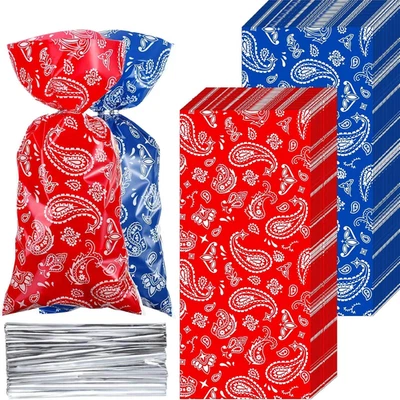 100 Piezas Bolsas de Regalo Temáticas Vaquero Occidental Plástico Fiesta Favor Bandana Celopha Foto 1 de 4