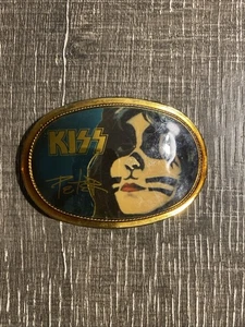KISS Vintage Aucoin Peter Criss Pacifica Belt Buckle 1977 With Aucoin Sticker - Picture 1 of 2