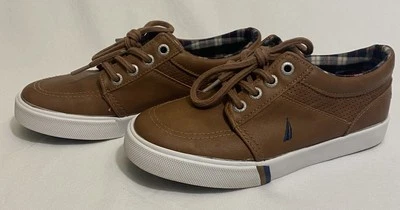 Nautica Boys Brown Faux Leather With Laces Size 13 NWOT - Image 1 of 4