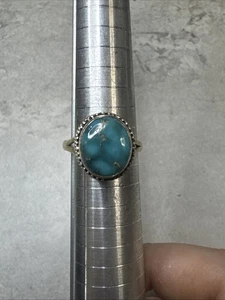 Anillo Turquesa Vintage Suroeste Plata Esterlina Talla 8.25 H99 - Imagen 1 de 12