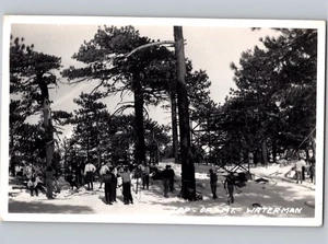 c1940 Summit Mt Waterman Ski Lift Skiing Flintridge California CA Frasher RPPC - Picture 1 of 2