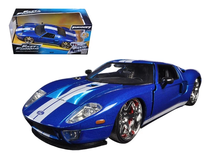 Ford GT Azul con Rayas Blancas "Rápido y Furioso 7" (2015) Película 1/24 Diecast Mod Foto 1 de 1