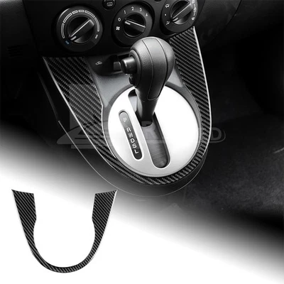 Pegatina de cuadro de cambio de marchas de consola central de fibra de carbono negra para Mazda 2 2008-2014 Foto 1 de 4