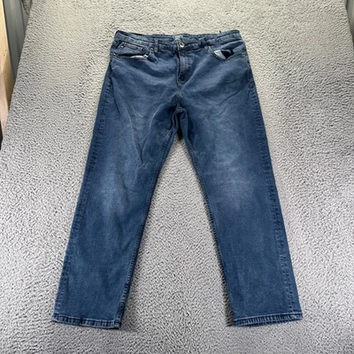 Chaps Jeans Mens 38x30 Blue Dark Wash Cotton Stretch Slim Straight Fit Workwear - Image 1 of 4