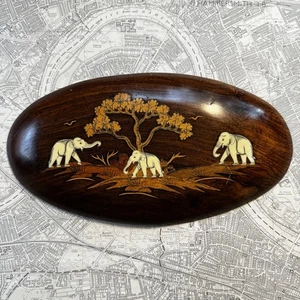 Placa de madera vintage para caminar elefantes indios? Incrustaciones - Imagen 1 de 8
